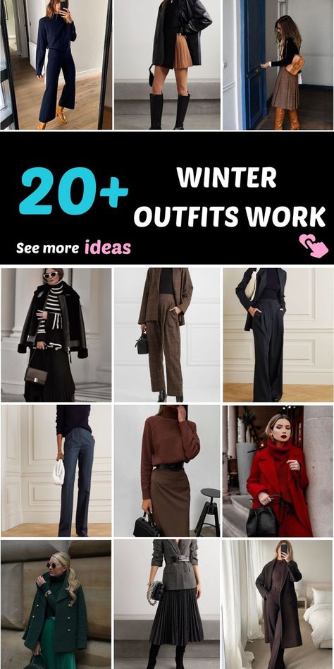 🌸🌼���🌸20+ Cute And Stylish Work Outfit ideas For This Winter🌸🌼🌸 Winter Office Outfits Women Boots, Casual Office Outfits Winter, Winter Business Dinner Outfit, Winter 2024 Office Fashion Trends Women, Winter Outfit Work Office, Work Outfits Women Winter 2024, Cute Winter Work Outfits For Women, Winter Work Outfits For Women Business, Work Outfits Women 2024