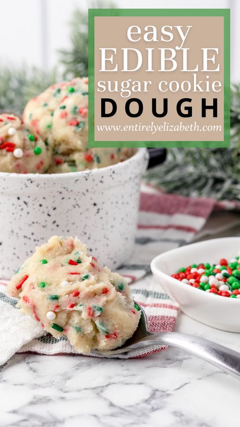 Edible Brownie Batter Recipe, Christmas Cookie Dough, Edible Sugar Cookie Dough, Cookie Dough Dip Recipe, Sugar Cookie Dough Recipe, Cookie Dough Ingredients, Delicious Holiday Desserts, Edible Cookie Dough Recipe, Icing Recipes