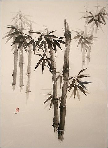 Ink Art Bamboo | When done right, the sumi-e art lifts my spirits and calms my heart. I ... Faces Sketch, Nature Paint, Taman Air, Japanese Ink Painting, Bamboo Tattoo, Illustration Kunst, Sumi E Painting, Fu Dog, Drawing Eyes