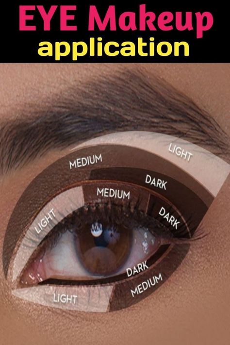 Makeup Hacks Eyeshadow Tips And Tricks, Eyeshadow Shades For Brown Eyes, Order Of Eye Makeup Application, Beach Pictures Makeup, Eyeshadow Application Charts, Eyebrow Tutorial With Eyeshadow, Smokey Eye Beginner, Makeup Application Tips, Best Brown Eye Makeup