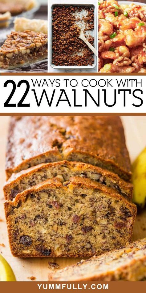 Discover the nutty goodness of walnuts with these recipes , where these versatile gems add a delightful crunch and rich flavor to a variety of dishes. From walnut-encrusted chicken to decadent brownies, these recipes showcase the culinary versatility of walnuts, making them a delicious addition to both sweet and savory creations. Pie, Chocolate Walnuts Recipes, Walnut Recipes Dinner Dishes, Walnut Brownie Recipes, Shelled Walnuts Recipes, Desserts With Walnuts Baking, What To Make With Walnuts Recipe, Apple And Walnut Recipes, Chopped Walnut Recipes