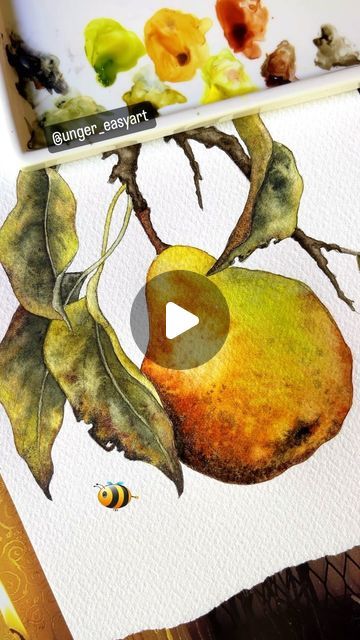 Watercolor Pears, Watercolour Fruits, Pear Watercolor, Watercolour Fruit, Watercolor Guide, Fruit Art Drawings, Art Tutorials Watercolor, Watercolor Beginner, Watercolor Fruit