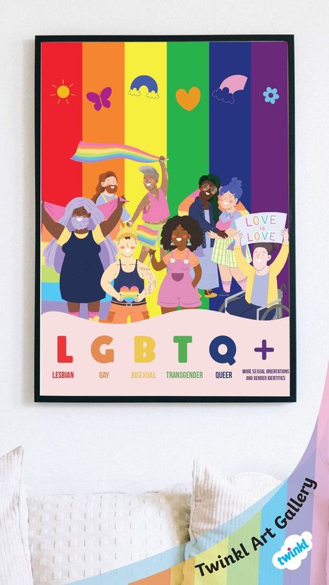 Pride Month Poster, Poster Art Ideas, Diversity Poster, Gender Identities, Lgbtq Quotes, Illustrated Poster, Awareness Poster, Hippie Painting, Lgbt Art