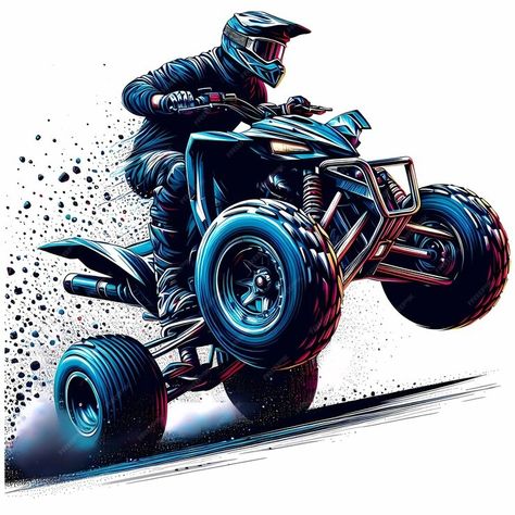 Premium Photo | Illustration of a Quad atv extreme sport racing in a dynamic high speed racing pose Quad Bike Aesthetic, Atv Logo, Hockey Tattoo, Bike Aesthetic, Extreme Sport, Logo Psd, 4 Wheeler, Quad Bike, Classy Tattoos