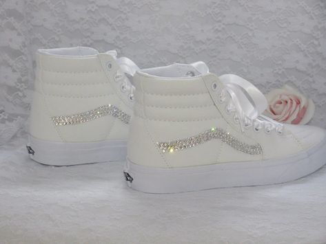 Vans Wedding, Wedding Sneakers For Bride, Crystal Sneakers, Bling Sneakers, Wedding Vans, Bridal Converse, Bridal Sneakers, Old Skool Vans, Tenis Vans