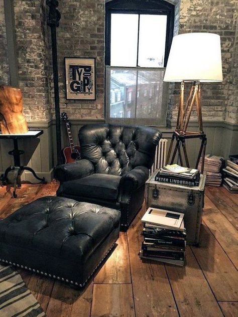 45 Bachelor Pad Decor Ideas With Masculine Accents | Home Design And Interior Bachelor Pad Decor, Masculine Interior, Man Cave Room, Recreational Room, Loft Interior, Man Room, Bachelor Pad, Trendy Home, Basement Ideas