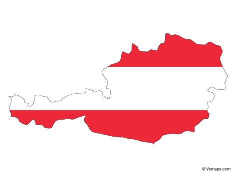 Flag Map of Austria | Free Vector Maps Map Of Austria, Flags Europe, Austria Map, Outline Format, Austria Flag, Country Italy, Stickers Handmade, Map Outline, Germany Flag