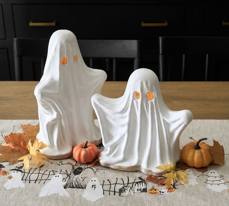 Handcrafted Ceramic Ghost Pottery Halloween Ideas, Ceramic Ghost Pottery, Ceramic Halloween Decorations, Fall Pottery Ideas, Spooky Tablescape, Ghost Pottery, Pottery Barn Fall Decor, Halloween Ceramics, Pottery Halloween