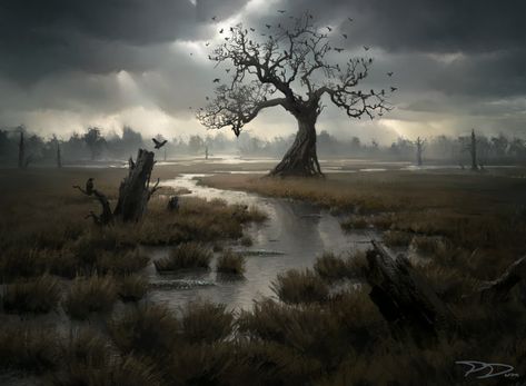 Swamp (Variant) - Kaldheim MtG Art Curse Of Strahd, Dnd Inspiration, Mtg Art, Fantasy Setting, Fantasy Places, Arte Fantasy, Fantasy Concept Art, Wizards Of The Coast, High Fantasy