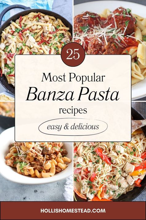 Banza chickpea pasta recipe round up including 25 recipes, pin image with tuscan chicken pasta, Cajun chicken pasta, Pasta Bake and pasta salad. High Fiber Pasta Recipes, Banza Pasta Recipes, Chickpea Pasta Recipes, Protein Pasta Recipes, Protein Pasta Salad, Banza Chickpea Pasta, Banza Pasta, Traditional Pasta, Pasta Making