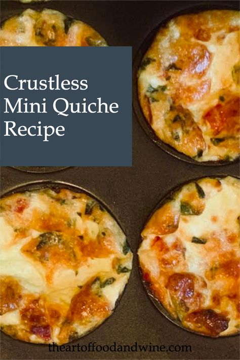 Quiche, Crustless Quiche Muffins, Crustless Mini Quiche, Mini Breakfast Quiche, Mini Quiche Recipe, Quiche Recipes Crustless, Bacon And Cheese Quiche, Egg Muffins Healthy, Mini Quiche Recipes