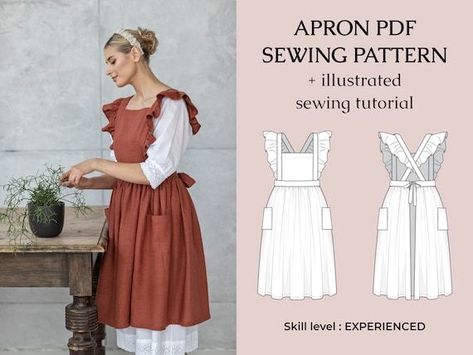 Plus Size Apron Sewing Pattern PDF - Instant Download Tutorial - Sizes XXS-5XL (00-34 US) Pinafore Apron Pattern Free, Plus Size Pinafore, Sewing Pattern Apron, Pinafore Apron Pattern, Pinafore Sewing Pattern, Apron Pattern Free, Pinafore Pattern, Apron Ideas, Apron Pinafore