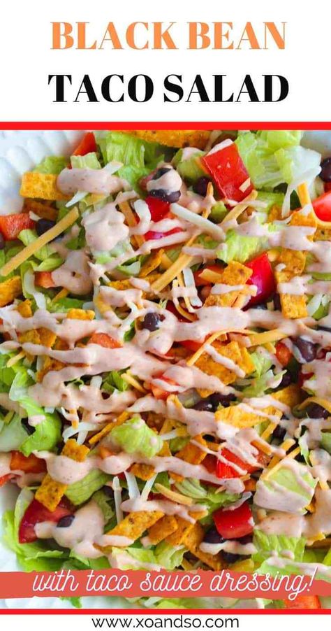 Black Bean Taco Salad, Bean Taco Salad, Tacos Salad, Vegetarian Taco Salad, Taco Salad Ingredients, Homemade Caesar Salad Dressing, Easy Thanksgiving Dinner, Greek Quinoa Salad, Black Bean Tacos