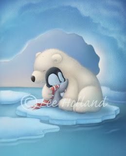 LEE HOLLAND'S ARTWORK: Polar Bear and the Penguin Cartoon Polar Bear, Polar Bear And Penguin, Polar Bear Drawing, Birthday Greetings For Sister, Polar Bear Illustration, Penguin Drawing, Penguins And Polar Bears, Image Halloween, Wild Animals Pictures