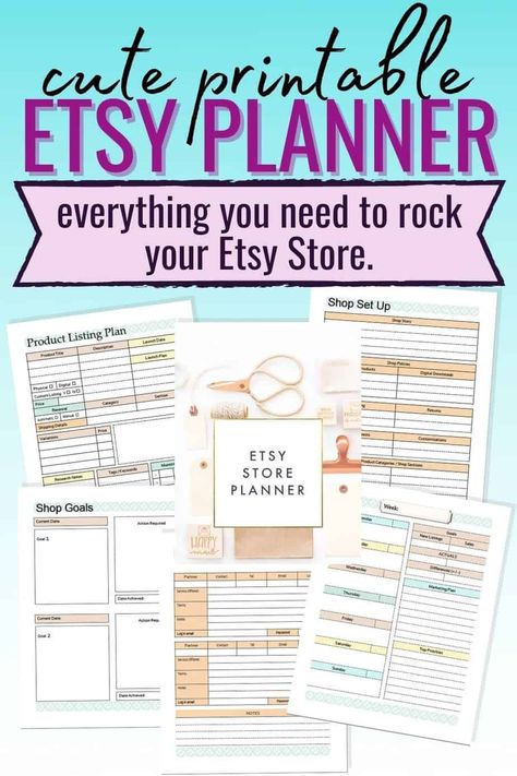 Printable Etsy Store Planner that will help you organize your Etsy Business and make money doing what you love. This printable Etsy shop planner for business owners has everything you need to plan and get ahead in your Etsy store. Business Planner Printables, Etsy Business Plan, Starting Etsy Shop, Etsy Planner, Business Printables, Wedding Planner Printables, Small Business Planner, Etsy Seo, Work Planner