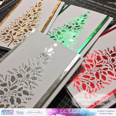 A Christmas Foiling Frenzy by JULIE SCHINKEL - Couture Creations Foiled Cards, Foil Pressed Cards, Die Cut Christmas Cards, Foil Christmas Cards, Minc Foil, Craft Foil, Deco Foil, Simple Christmas Cards, Hot Foil Stamping