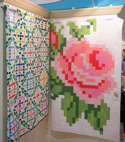 A few fun things… Pixel Quilting, Rose Quilt, Spring Quilts, Pattern Quilt, Flower Quilts, Basket Quilt, Pretty Quilt, Patchwork Quilt Patterns, Pixel Pattern