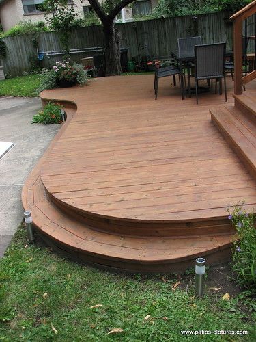 Curved Decking, Small Deck Designs, Hot Tub Deck Design, Curved Deck, Curved Patio, Deck Stain, Deck Shapes, Backyard Seating Area, Patio Deck Designs