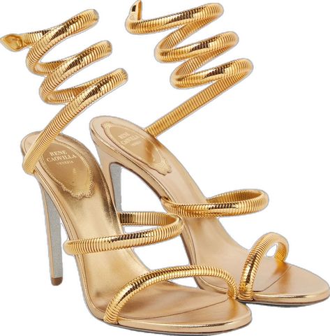 Sandals For Prom, Gold Prom Shoes, Metallic High Heels, Fall Heels, Strappy High Heels Sandals, Strappy High Heels, Rene Caovilla, Prom Shoes, Green Shoes