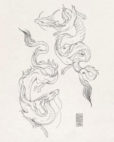 Dragon Tattoo On Calf, Back Tattoo Dragon, Dragon Tattoo Hip, Dragon Draw, Dragon Tattoo Drawing, Dragon Tattoo Sketch, Tattoo Hip, Two Dragons, Dragon Tattoo For Women