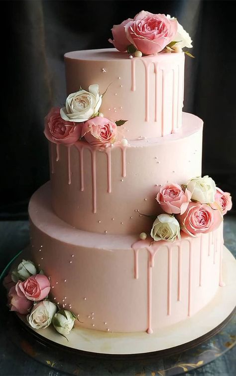 18 Simple Wedding Cakes For Every Wedding Theme Debut Cake 18th Simple 2 Tier, 3 Layer Cake Design Debut, Pink Theme Wedding Cake, Pink Birthday Cake 3 Tier, Pink Birthday Cake Two Tier, 3 Tier Flower Cake, 3 Tier Cake Designs For Birthday, Wedding Cakes 1 Tier, 3 Tier Cake Birthday