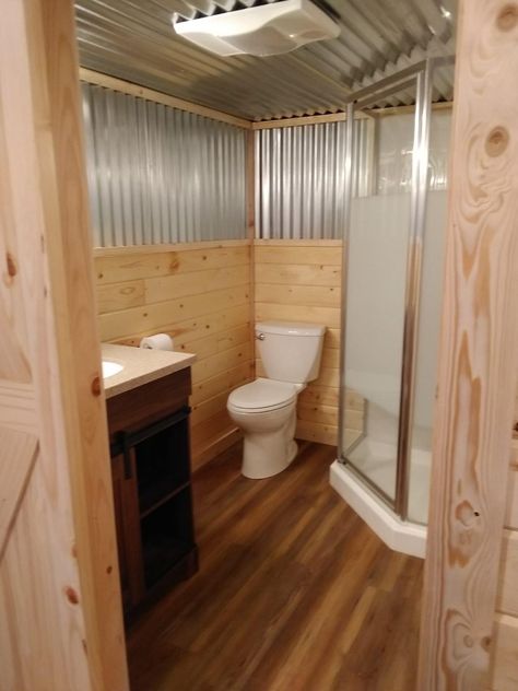 Garage Bathroom Ideas, Yurt House, Shed Bathroom, Pool Snacks, Tiny House Bathroom Ideas, Yurt Home, Cabin Remodel, Cabin Interior Design, Garage Bathroom