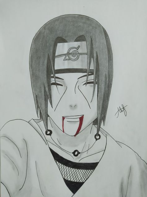 Itachi's smile when he died Anime Sketch Itachi, Itachi Uchiha Drawings, Itachi Last Smile, Itachi Uchiha Pencil Drawings, Drawing Of Itachi Uchiha, Drawing Of Naruto Characters, Itachi Half Face, Itachi Pencil Sketch, Itachi Art Draw