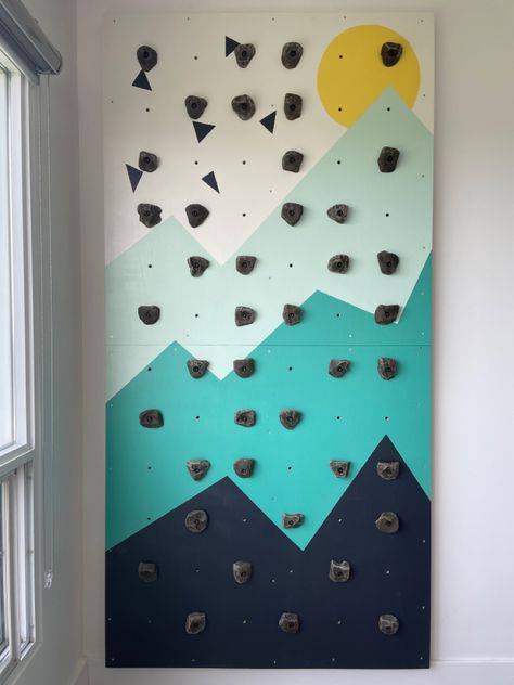 Kids Rock Climbing Wall, Diy Rock Climbing Wall, Toy Room Wall Decor, Kids Rock Climbing, Crash Mat, Rock Climbing Holds, Kids Climbing, Rock Climbing Wall, Climbing Wall