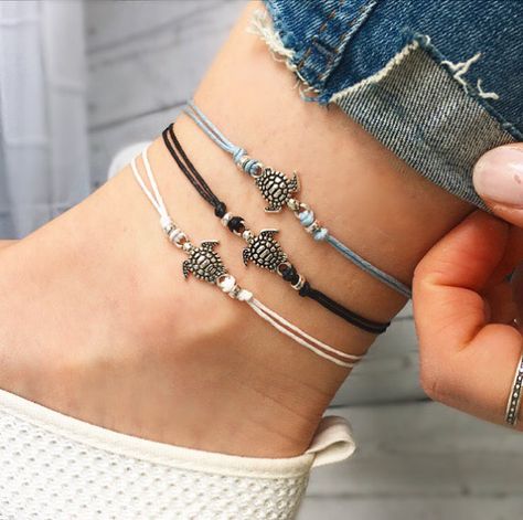 Featured #etsy Seller: Sea turtle ankle bracelet, Silver anklet, Beaded Anklet, Black anklet sky blue by Serenity Project.… #jewellery Coin Pendant Necklace, Turtle Pendant, A Turtle, Beaded Anklets, Silver Anklets, Foot Jewelry, Ankle Bracelet, Anklet Bracelet, Beach Accessories