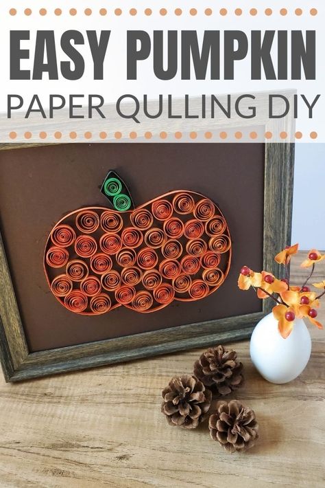 Learn the art of paper quilling woith this fun pumpkin frame decor project via @meloutnumbered Fall Quilling, Fall Paper Quilling, Fall Quilling Ideas, Quilled Pumpkin, Quilling Projects, Pumpkin Quilling Pattern, Paper Quilling Pumpkin, Pumpkin Quilling, Paper Quilled Pumpkin