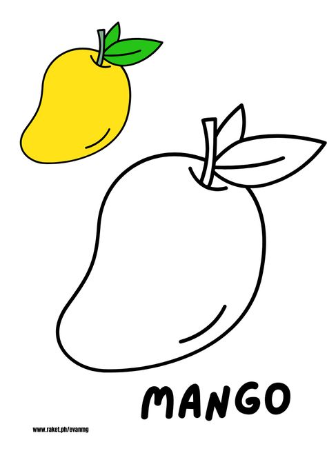 Coloring Pages Fruits And Vegetables, Mango Coloring Page, Fruits Colouring Pages For Kids, Free Preschool Printables Alphabet, Emotions Words, Improve Knowledge, Back To School Crafts For Kids, Colouring Activities, Fruit Coloring