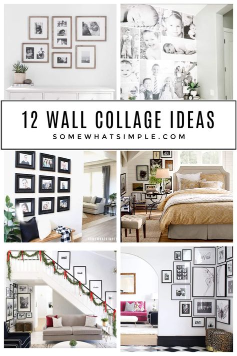 8x10 Wall Collage Ideas, Simple Wall Photo Display, Photos On A Wall Ideas, Photo Wall Collage 8x10 And 5x7, Black And White Photo Wall Pictures, Small Picture Collage Ideas, Photo Wall Collage Black And White, Wall Photo Collage Ideas Frames, Gallery Wall With Canvas And Frames