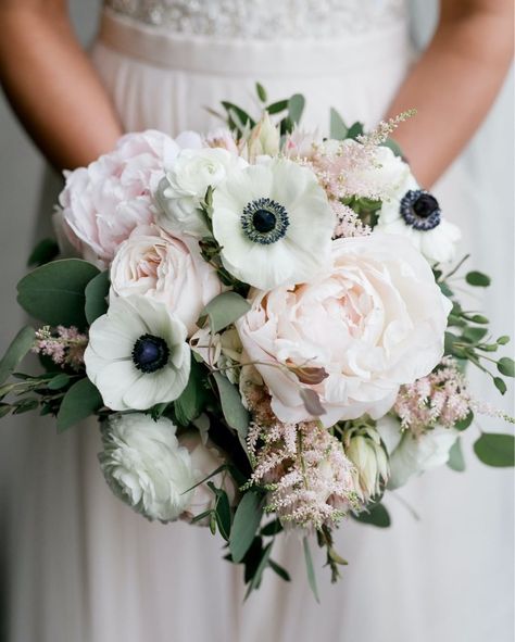 Jess on Instagram: “Besides dahlias which I carried in my own bouquet, anemones are my second favorite wedding flower.  What is the flower you are carrying?!?…” Peonies And Anemones Bouquet, Small Anemone Bouquet, Trending Wedding Flowers 2023, Peony Anemone Bouquet, White Anemone Wedding Bouquet, Wedding Bouquets Bride Peonies, Pink Garden Rose Bouquet, Anemone And Ranunculus Bouquet, Peony And Anemone Bouquet