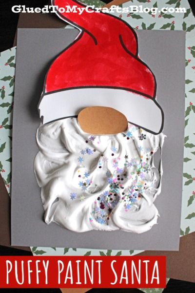 Puffy Paint Santa Gnome Craft Idea For Kids - Glued To My Crafts Homemade Christmas Gifts For Grandparents From Kids Craft, Santa Craft Toddler, Christmas Art Activities For Preschool, Prek Ornaments Craft For Kids, Christmas Pot Holder Craft For Kids, Christmas Keep Sake Crafts For Kids, Christmas Craft For Preschoolers To Make, Christmas Art Ideas Kindergarten, Preschool Craft Christmas