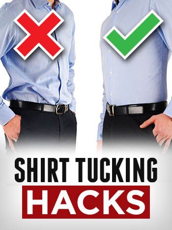 The Four Best Ways to Tuck in a Shirt for Any Situation! Tuck In Collared Shirt, Shirt Tucking Hacks Men, How To Tuck In Shirt Men, How To Tuck Shirt Into Pants, Tucked In Shirt Outfit Men, How To Tuck In Shirt, Male Etiquette, How To Tuck A Shirt, Tucking In Shirts How To