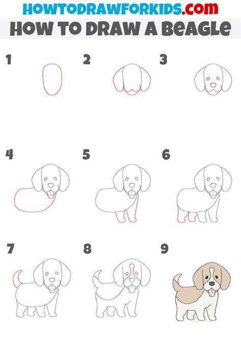 How To Draw A Beagle Step By Step, How To Draw A Beagle, Simple Beagle Drawing, Beagle Drawing Easy, Dog Drawing Simple Step By Step, How To Draw A Cute Dog, How To Draw A Puppy, Drawing Dogs Easy, Animal Drawings Sketches Step By Step