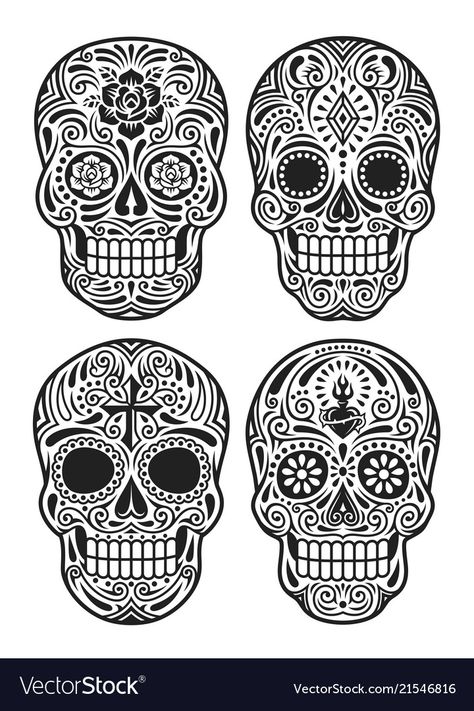 Day Of The Dead Skull Tattoo, Day Of The Dead Tattoo, Painted Skull, Skull Decal, Elements Tattoo, Sugar Skull Tattoos, Day Of The Dead Skull, Mexican Skulls, Candy Skulls