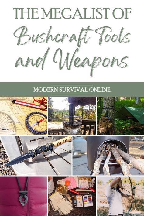 A quick overview of the most important tools and weapons you'll need to survive pretty much anywhere. #bushcraft #survival Bushcraft Tools, Bushcraft Kit, Camping Gear Survival, Primitive Survival, Fishing Kit, Living Off The Land, Wilderness Survival, Survival Prepping, Camping Survival