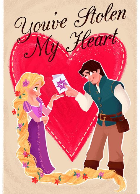 13 Cutest Valentine's Day Cards For The Disney Lover In Your Life Cute Valentines Day Cards, Biscuit Ideas, Animation Disney, Rapunzel And Eugene, Disney Valentines, Film Disney, K Wallpaper, My Funny Valentine, Disney Tangled