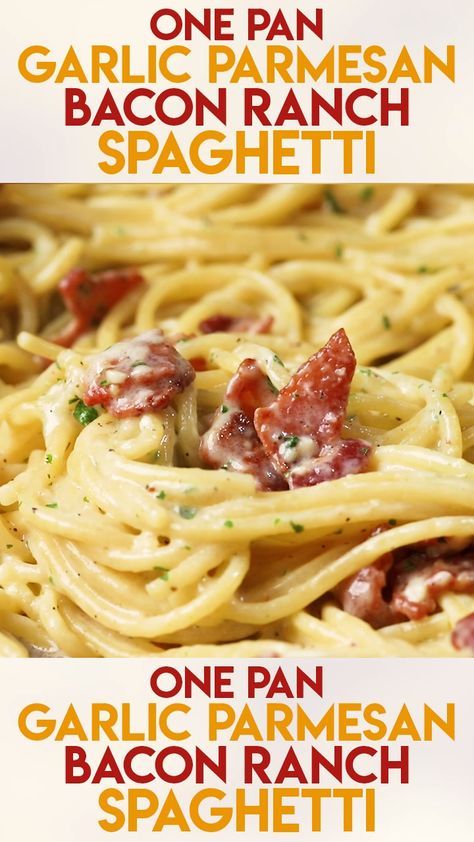 Ranch Spaghetti, Garlic Parmesan Pasta, Makanan Italia, Parmesan Spaghetti, Resep Pasta, Parmesan Pasta, Bacon Ranch, Deilig Mat, Easy Casserole Recipes