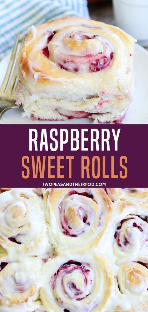 Turn your classic cinnamon roll into this deliciously yummy raspberry cream cheese sweet rolls recipe! Perfect for any occasions, this treat is perfect for brunch or as a dessert. Serve with glazed cream cheese frosting to hype up the flavor! Get Well Soon Desserts, Baked Goods Recipes To Sell, Unique Flavor Combinations Sweets, Raspberry Cheesecake Rolls, Fresh Raspberry Recipes Desserts, Huckleberry Cinnamon Rolls, Spring Flavors Desserts, Quick Dessert Recipes For A Crowd, Desserts To Sell Ideas