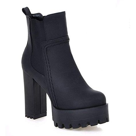 Women Short Boots, Elastic Boots, Heeled Rain Boots, Chunky Heel Ankle Boots, Black High Heel Boots, Boots Chunky, Boots For Short Women, Platform Block Heels, Chunky High Heels