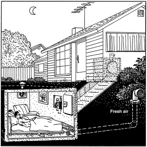 00307 Underground Bedroom, Doomsday Bunker, Underground Shelter, Panic Rooms, Fallout Shelter, Storm Shelter, Underground Bunker, Underground Homes, Bushcraft Camping