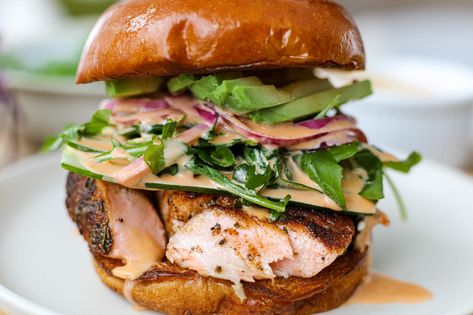 Blackened Pulled Salmon Sandwich