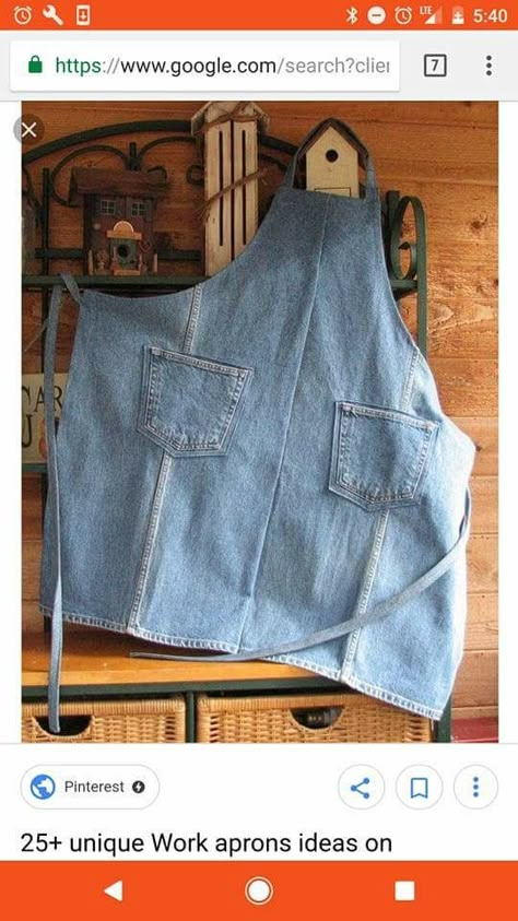 Apron Garden, Jeans Apron, Apron Craft, Denim Aprons, Artisanats Denim, Jean Apron, Jean Diy, Garden Apron, Diy Apron