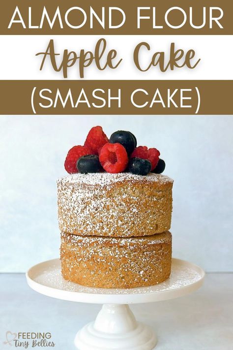 If you've been on the hunt for a simple-to-make smash cake recipe for your little one, look no further than this melt-in-your-mouth almond flour apple cake! 1st Birthday Cake Alternative, Healthy Toddler Birthday Cake, Easy Almond Flour Cake, Healthy 1st Birthday Smash Cake, Cake Smash Recipe Healthy, Healthier Smash Cake Recipe, Apple Smash Cake, Baby Smash Cake Recipe Healthy, Sugarless Cake Recipes