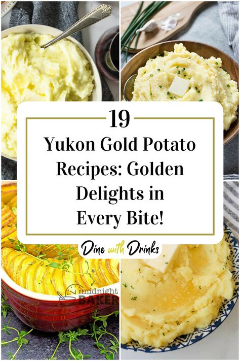 Collage of 4 yukon gold potato recipes. Yukon Gold Potato Side Dishes, What To Make With Yukon Gold Potatoes, Gold Potato Side Dishes, Recipes With Yukon Gold Potatoes, Golden Yukon Potatoes Recipes, Yukon Potatoes Recipes, Yellow Gold Potatoes Recipes, Easy Yukon Gold Potato Recipes, Simply Potatoes Recipes Diced