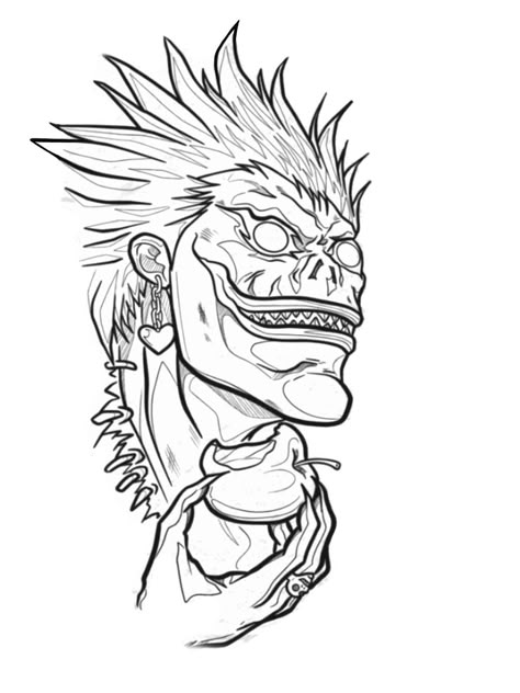 Ryuk Sketch, Ryuk Tattoo Design, Ryuk Drawing, Ryuk Art, Anime Tattoo Stencil, Deathnote Tattoo, Simple Tattoo Outlines, Anime Stencil, Ryuk Tattoo