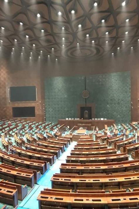 Premium hand-knotted carpets weaved laboriously by as many as 900 artisans from Uttar Pradesh for a whopping "10 lakh man-hours" adorn the floors of Lok Sabha and Rajya Sabha in the new Parliament building.The new Parliament building, inaugurated by Prime Minister Narendra Modi today, is set to showcase exquisite motifs of peacock and lotus in the carpets of Lok Sabha and Rajya Sabha, respectively. parliament-new-buildingThe grand carpetsObeetee Carpets, the over-100-y... Member Of Parliament, Teal Carpet, Lotus Motif, Rajya Sabha, Parliament House, Front Page Design, Mile High Club, Live Screen Wallpaper, Houses Of Parliament