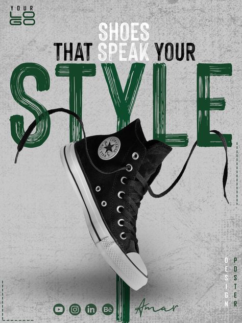 Shoe Sale Poster, Footwear Poster Design, Footwear Graphic Design, Sneakers Poster Design, Shoe Marketing, Shoes Instagram Story, Shoes Creative Ads, Nike Advertising, Footwear Illustration